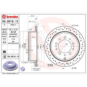 

BREMBO brzdový kotouč 09.D618.1X, sada 2 ks