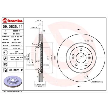 

BREMBO brzdový kotouč 09.D625.11, sada 2 ks