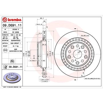 

BREMBO brzdový kotouč 09.D691.11, sada 2 ks