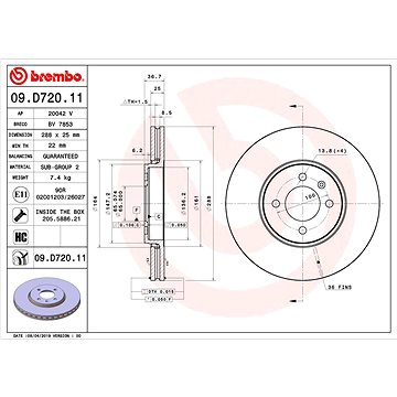 

BREMBO brzdový kotouč 09.D720.11, sada 2 ks