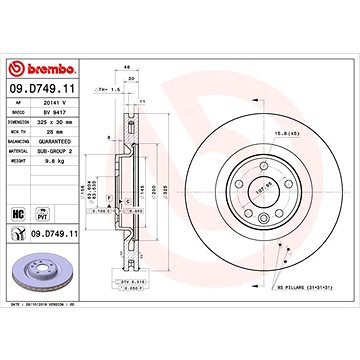 

BREMBO brzdový kotouč 09.D749.11, sada 2 ks