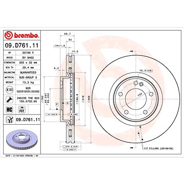 

BREMBO brzdový kotouč 09.D761.11, sada 2 ks