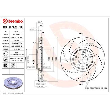 

BREMBO brzdový kotouč 09.D762.10, sada 2 ks