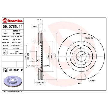 

BREMBO brzdový kotouč 09.D765.11, sada 2 ks