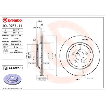 

BREMBO brzdový kotouč 09.D767.11, sada 2 ks