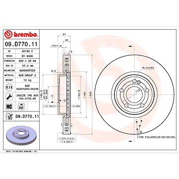 

BREMBO brzdový kotouč 09.D770.11, sada 2 ks