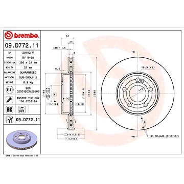 

BREMBO brzdový kotouč 09.D772.11, sada 2 ks