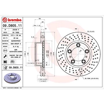 

BREMBO brzdový kotouč 09.D805.11, sada 2 ks