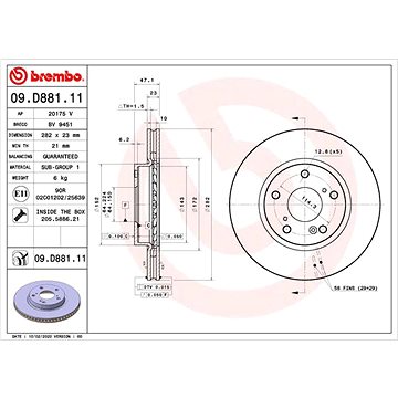 

BREMBO brzdový kotouč 09.D881.11, sada 2 ks