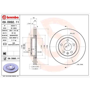 

BREMBO brzdový kotouč 09.D892.11, sada 2 ks