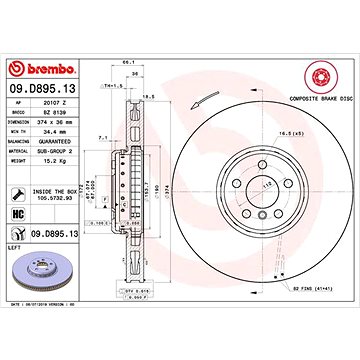 

BREMBO brzdový kotouč 09.D895.13, sada 2 ks