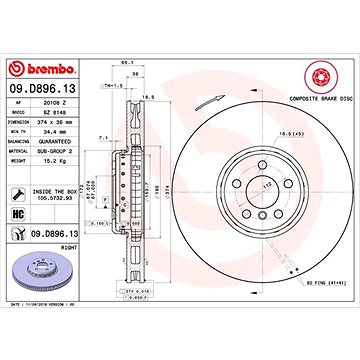 

BREMBO brzdový kotouč 09.D896.13, sada 2 ks