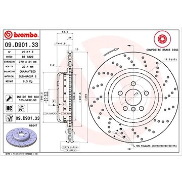 

BREMBO brzdový kotouč 09.D901.33, sada 2 ks