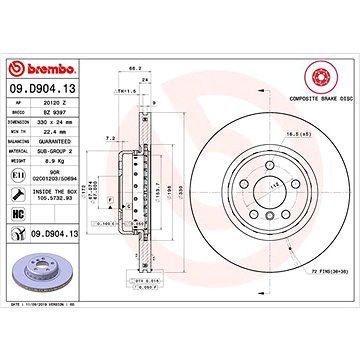 

BREMBO brzdový kotouč 09.D904.13, sada 2 ks