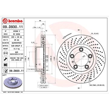 

BREMBO brzdový kotouč 09.D930.11, sada 2 ks