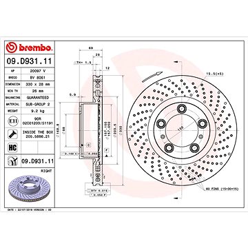 

BREMBO brzdový kotouč 09.D931.11, sada 2 ks