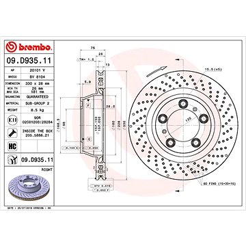 

BREMBO brzdový kotouč 09.D935.11, sada 2 ks