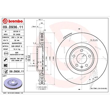 

BREMBO brzdový kotouč 09.D936.11, sada 2 ks