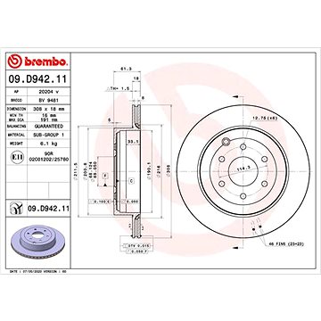 

BREMBO brzdový kotouč 09.D942.11, sada 2 ks