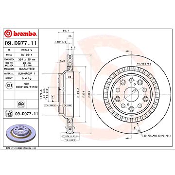 

BREMBO brzdový kotouč 09.D977.11, sada 2 ks