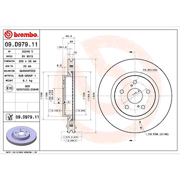 

BREMBO brzdový kotouč 09.D979.11, sada 2 ks
