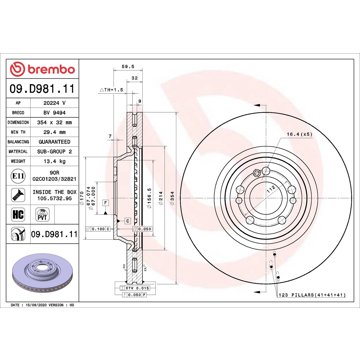 

BREMBO brzdový kotouč 09.D981.11, sada 2 ks