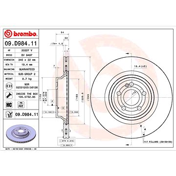 

BREMBO brzdový kotouč 09.D984.11, sada 2 ks