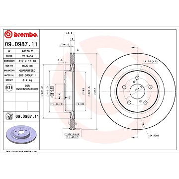 

BREMBO brzdový kotouč 09.D987.11, sada 2 ks