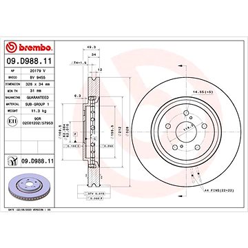 

BREMBO brzdový kotouč 09.D988.11, sada 2 ks