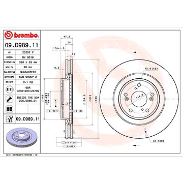 

BREMBO brzdový kotouč 09.D989.11, sada 2 ks
