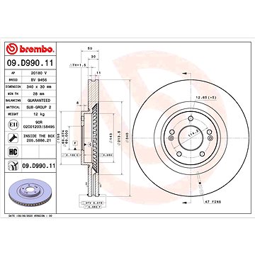 

BREMBO brzdový kotouč 09.D990.11, sada 2 ks