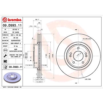 

BREMBO brzdový kotouč 09.D993.11, sada 2 ks