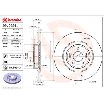 

BREMBO brzdový kotouč 09.D994.11, sada 2 ks