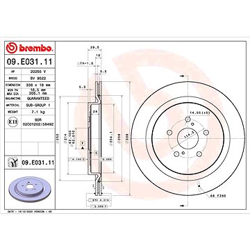 

BREMBO brzdový kotouč 09.E031.11, sada 2 ks