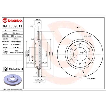 

BREMBO brzdový kotouč 09.E069.11, sada 2 ks
