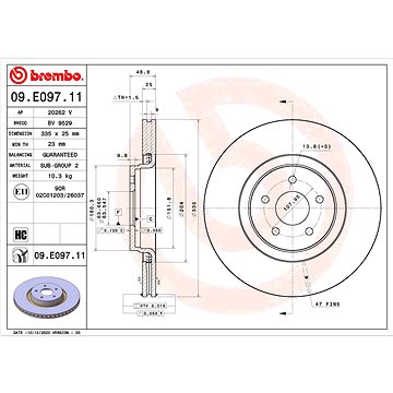 

BREMBO brzdový kotouč 09.E097.11, sada 2 ks