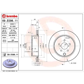 

BREMBO brzdový kotouč 09.E098.11, sada 2 ks