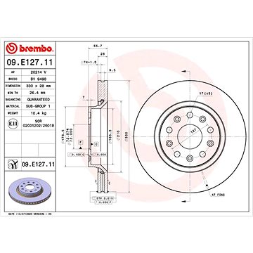 

BREMBO brzdový kotouč 09.E127.11, sada 2 ks