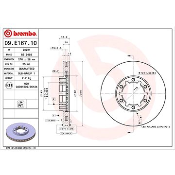 

BREMBO brzdový kotouč 09.E167.10, sada 2 ks