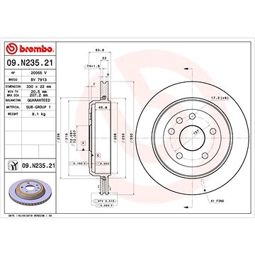 

BREMBO brzdový kotouč 09.N235.21, sada 2 ks