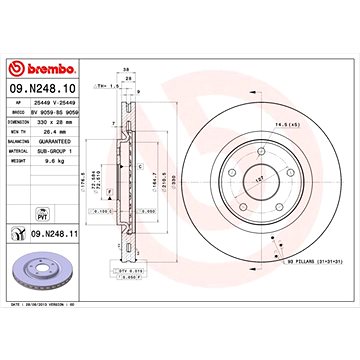

BREMBO brzdový kotouč 09.N248.11, sada 2 ks