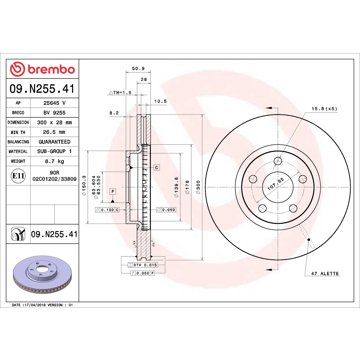 

BREMBO brzdový kotouč 09.N255.41, sada 2 ks