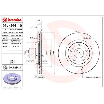 

BREMBO brzdový kotouč 09.N264.11, sada 2 ks