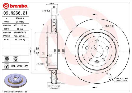 

BREMBO brzdový kotouč 09.N266.21, sada 2 ks