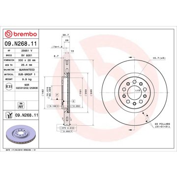 

BREMBO brzdový kotouč 09.N268.11, sada 2 ks