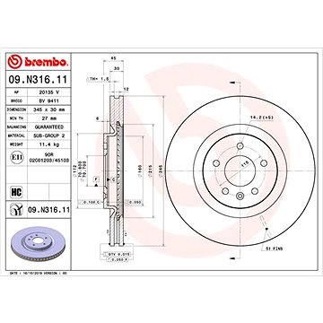

BREMBO brzdový kotouč 09.N316.11, sada 2 ks