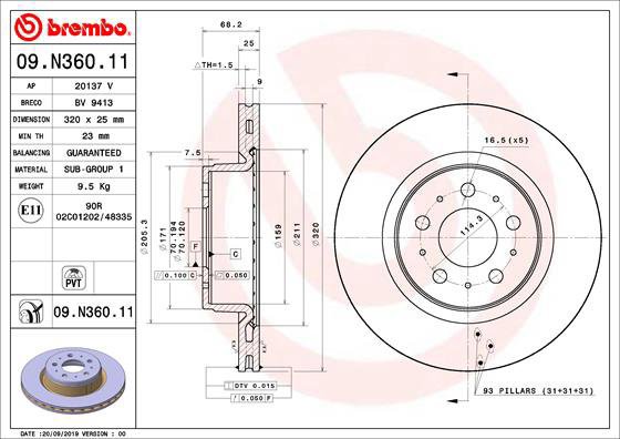 

BREMBO brzdový kotouč 09.N360.11, sada 2 ks