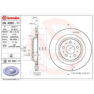 

BREMBO brzdový kotouč 09.N361.11, sada 2 ks