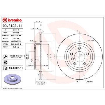 

BREMBO brzdový kotouč 09.R122.11, sada 2 ks
