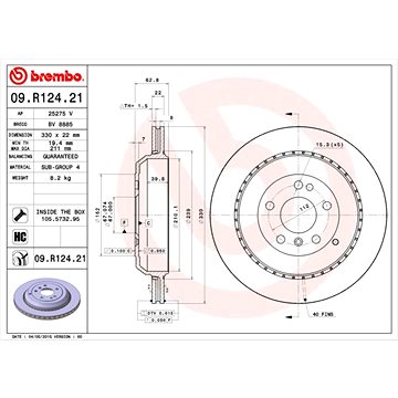 

BREMBO brzdový kotouč 09.R124.21, sada 2 ks